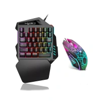 35 Keys Rgb Backlight Portable Mini One Hand Gaming Keyboard And Mouse Combo