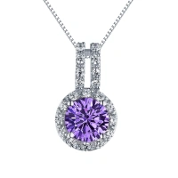 2022 NEW Style Summer silver pendant 925 sterling silver jewelry with single amethyst small crystal simple pendant