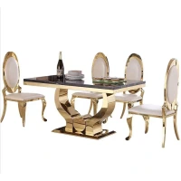 rose gold golden dining round glass stackable dinning party table banquet wedding chairs