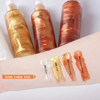 OEM Vegan Waterproof Makeup Pearl White Highlighter Glitter Liquid Bronzer Gold Shine Face Body Taning Shimmer Oil for Wholesale