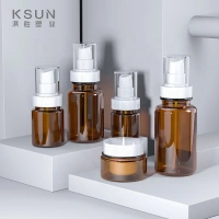 Luxury 30ml 60ml 100ml 150ml cosmetic skincare set packaging PET plastic bottle pump lotion bottle