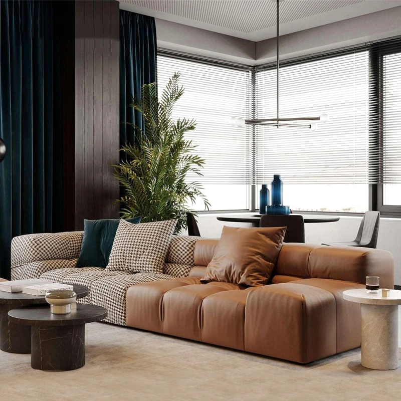 Scandinavian industrial style sofa light luxury wind color blocking sofa
