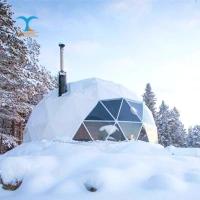 Dome tent winter Outdoor Luxury Igloo Geodesic Glamping Dome House Tent With Fireplace Insulation