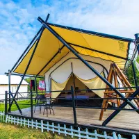 Glamping Site Permanent Living Outdoor Camping Steel Wood Frame Waterproof Oxford Fabric Luxury Large Hotel Safari Tent for Resort