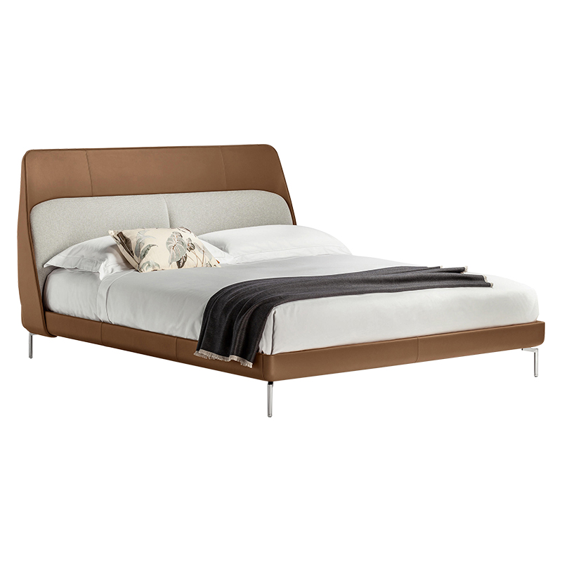 Italian leather bed Italian style minimalist master bedroom bed