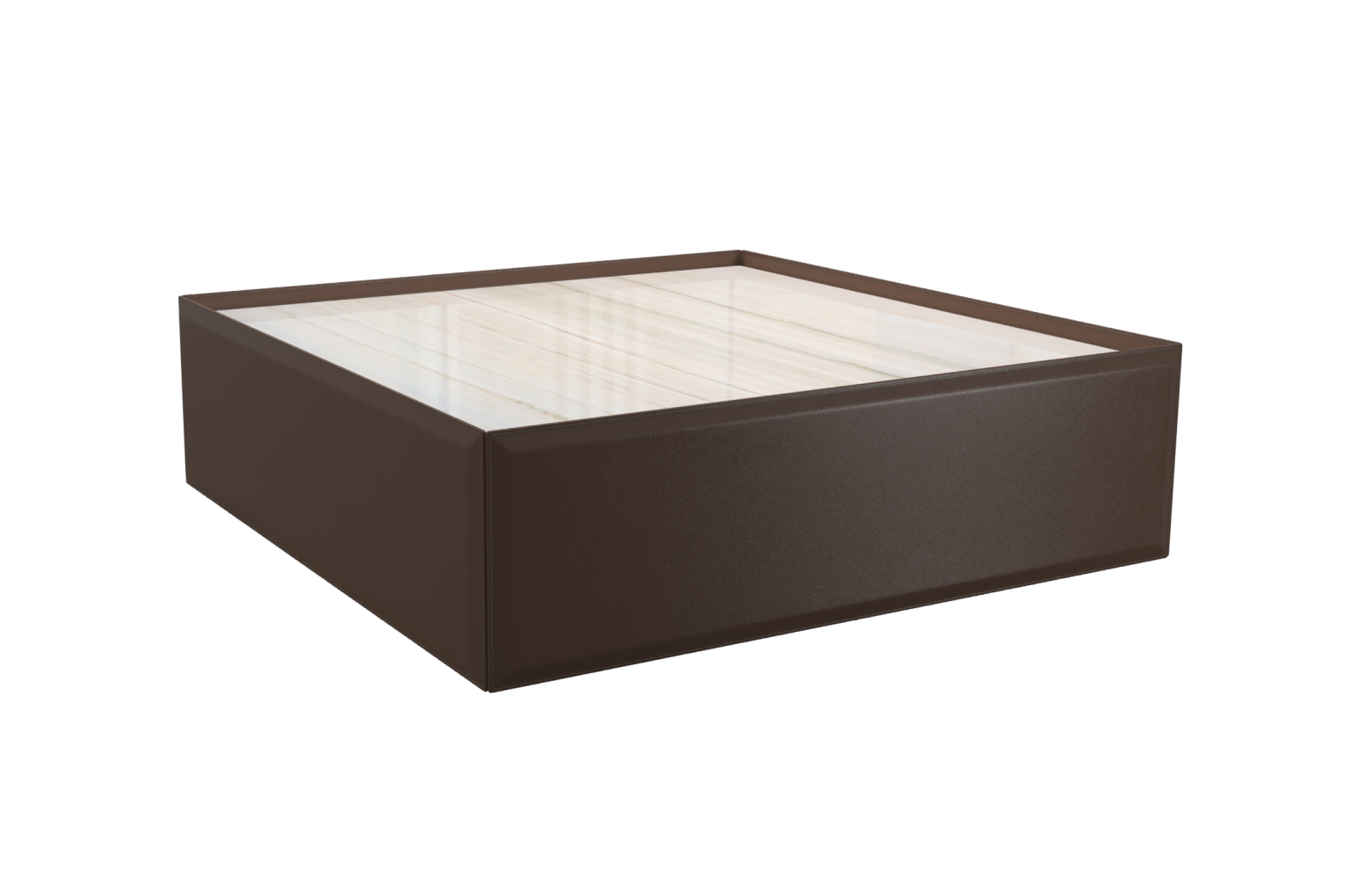 Italian saddle leather marble coffee table set