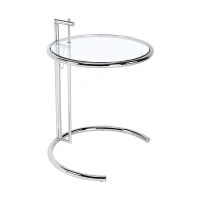 USA free shipping cost living room furniture stainless steel end table height adjustable coffee table glass sofa side table