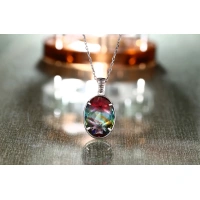 Fashion design jewelry 925 sterling silver pendant OVAL shape paraiba fusion stone necklace pendant