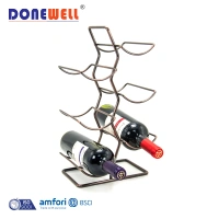 Best quality promotional decorative 6 bottle table iron copper wire wine rack