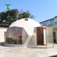 Waterproof PVC fabric luxury white transparent family tents 4 person camping prefab house hotel resort Eco geodesic dome tent glamping dome house