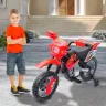 6V Kids Electric Battery-Powered Ride-On Motorcycle Outdoor Recreation Dirt Bike Toy with Training Wheels for 3 - 6 Years Old - Red