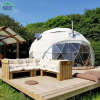 Luxury White Transparent Waterproof PVC Fabric and Steel Frame Outdoor Camping Hotel Resort Eco Geodesic Dome Tent
