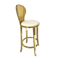 Banquete de moldura dourado de aço inoxidável com bancos de barra de metal de almofada de veludo