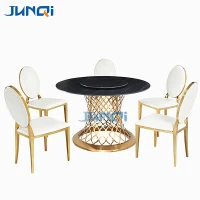 Mesa de jantar de ouro mesa de ouro inoxidável para cadeiras de festa almofada