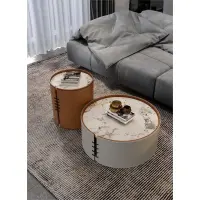 Light luxury leather saddle leather modern creative furniture minimalist coffee table set