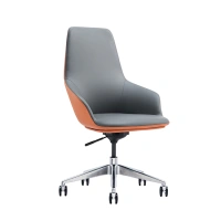 Factory Price Luxury Mid Back Swivel Leather Ergonomic Office Chair for Sale