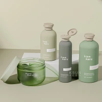 KSUN 200ML 300ML 500ML Round Squeeze Plastic Cosmetic Packaging Green shampoo bottle Lotion Bottle Custom Color And LOGO