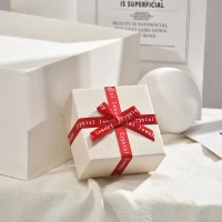 Printed Ring Earring Cosmetic Jewelry paper storage Packaging Gift Box with bow