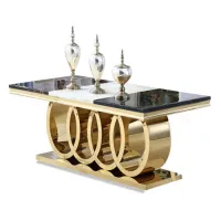 gold golden banquet wedding rose metal reception round glass luxury Modern European dining table set with gold legs