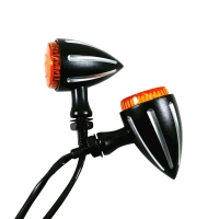 2x Black CNC Edge Cut Bullet LED Turn Signal Light Motorcycle For Harley Touring