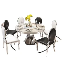 Mesa de ouro recepção e mesa de jantar redonda de vidro redonda mesa de jantar