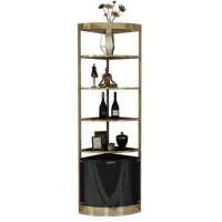 Luxury modern gold stainless steel Triangle Shelf Side Dining Corner Wine Cabinet for dining room living room furniture