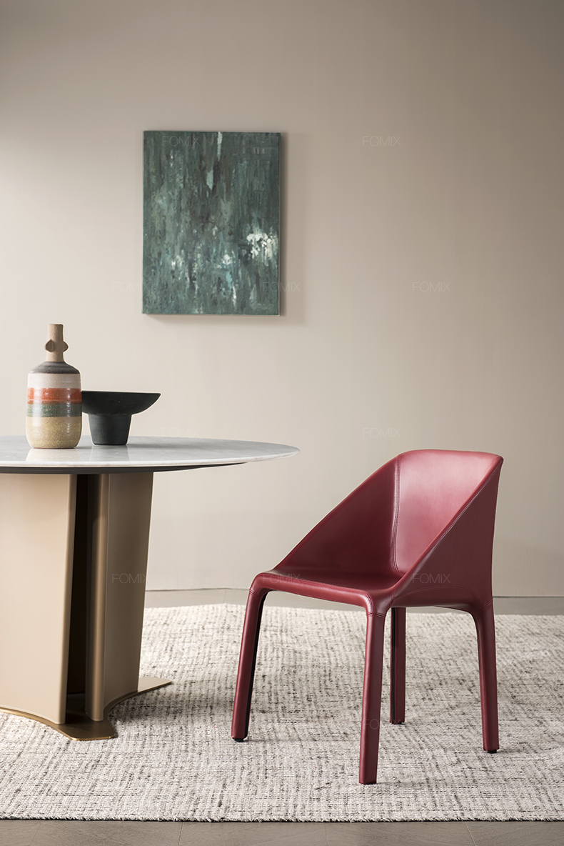 Italian light luxury leather dining chairs modern minimalist chairs