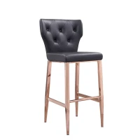 Seat Bar Chair Gold High Back Leather Bar Furniture Gold Rose Bar Counter Metal Commercial Furniture