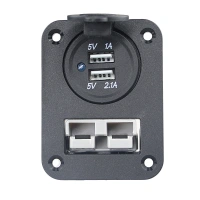 Embedded 50amp anderson-style connector & dual usb ports panel For Mounting to Panels Canopies etc