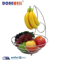 2022 new luxury silver and black fruit basket with banana hook can be wholesale customized