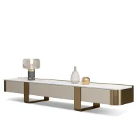 High Quality Light Luxury Marble Stainless Steel Marble Tv Unit Cabinet Stand And Table Set Latest Designs Modern Luxury
