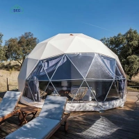 Good Quality Outdoor Hotel Resort Pvc Leisure round canvas Geodesic Glamping Dome Tent