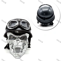 Hot selling Motorcycle Custom LED Black Skull Head Light Headlight Lamp for HARLEY Bobber