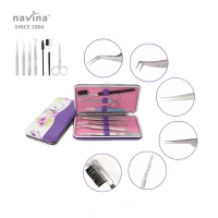 navina High Security Eyelash Extension Tweezers Stainless Steel Individual Eyelash Tweezers Set and for Eyebrows