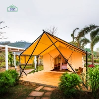 Anti-rust High Quality Steel Frame Oxford Fabric Outdoor Camping Living Resort Party Event Luxury Glamping Safari Tent Hotel