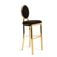 Modern hotel furniture factory stainless steel wedding chair high bar stool metal leather bar chair for sale