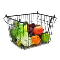 Factory Wholesale Medium size stackable basket iron wire kitchen storage vegetable bin