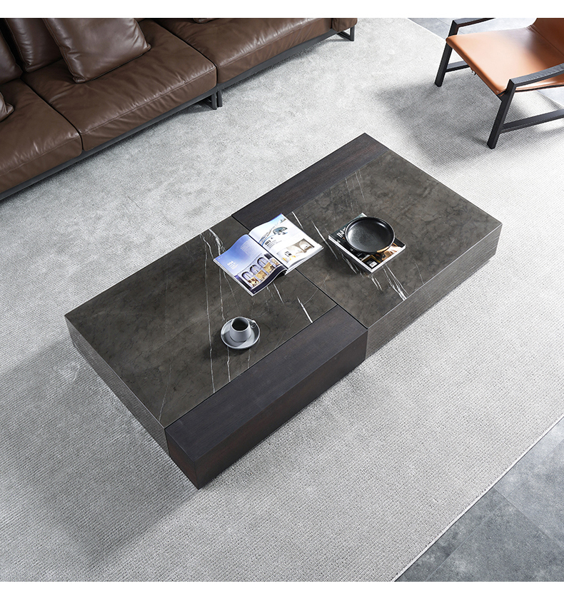 Italian minimalist natural marble long coffee table living room storage square modern minimalist designer Scandinavian coffee table