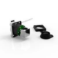 Waterproof Ip65 Angled Top Network Plug Panel Mount Outdoor Audio Industrial Rj45 Female Connector