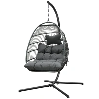 USA warehouse fast delivery Outdoor rattan wicker double seat hanging egg swing chair with metal stand