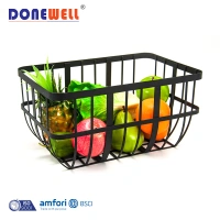 High Quality Home Storage Matte Black Rectangular Metal Wire Storage Basket Can Be Customized Wholesale
