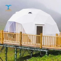 Guangzhou factory 6m diameter geodesic camping shower tent waterproof dome house tent glamping prices dome tent with bathroom