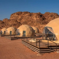 Family Outdoor Camping Living Resort Hotel House Luxury Glamping UV-resistance Windproof Waterproof PVC Geodesic Dome Tent for Desert