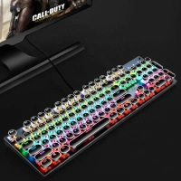 Steampunk Colorful Led Back Light Ergonomics Mechanical Gaming Keyboard