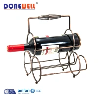 Economic and reliable durable rustic countertop 3 bottles no need assembly display metal wine rack