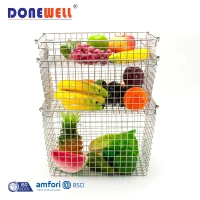 High quality kitchen stainless steel metal wire vegetables fruit basket hamper organizer