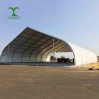 Guangzhou factory 20x45m white coated PVC aluminum frame big outdoor industrial storage herschel warehouse TFS curved tents