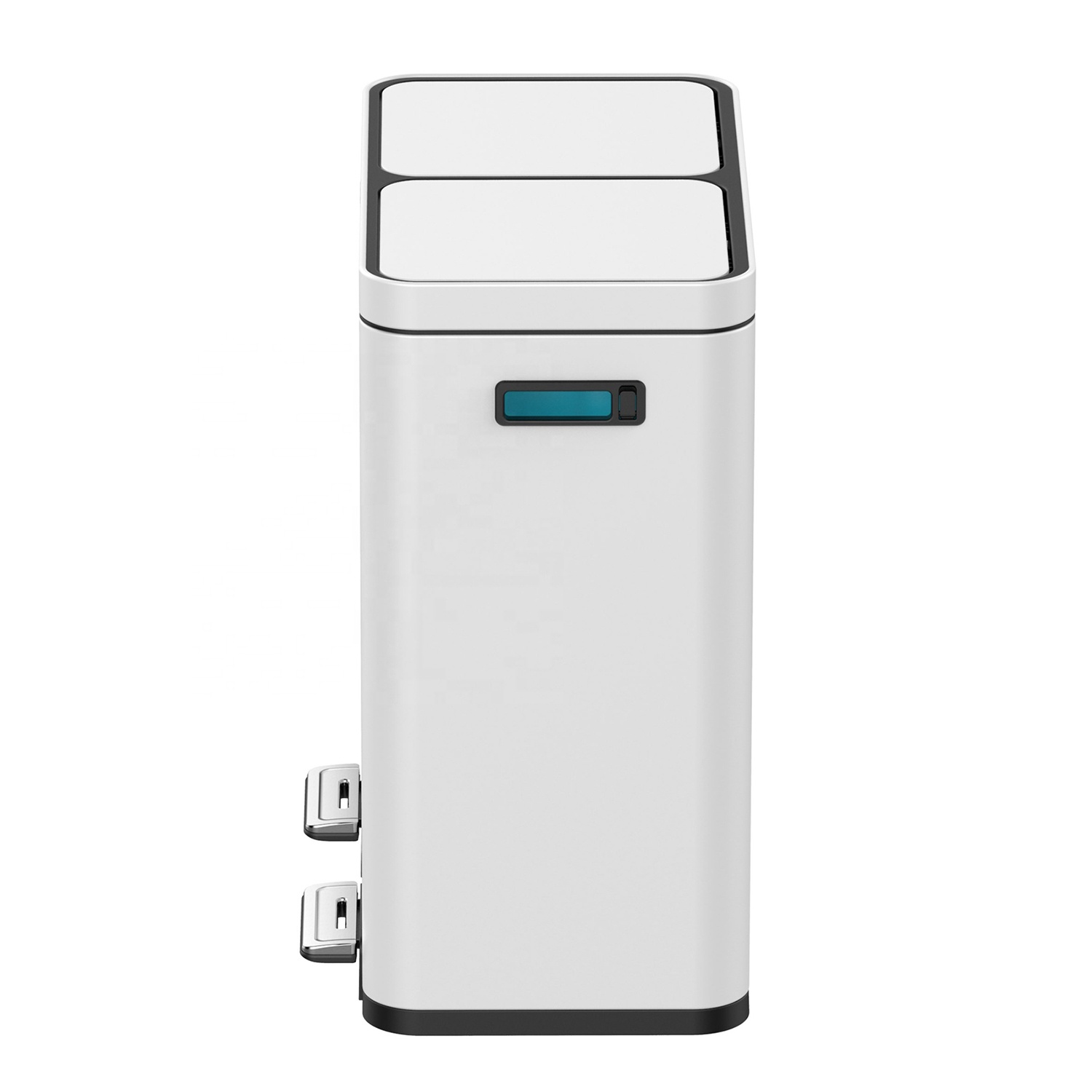 Waste Bin White Stainless Steel Airtight Dual Trash Can