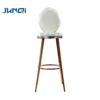Gold leather Luxury metal hotel restaurant furniture barstool stainless steel bar high chair