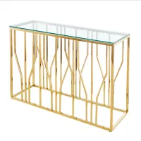 Contemporary Gold Square Console Table Fancy Steel Frame Living Room Furniture Home Decoration Marble Top Altar